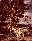 Charles Emile Jacque Famous Paintings - Shepherdess